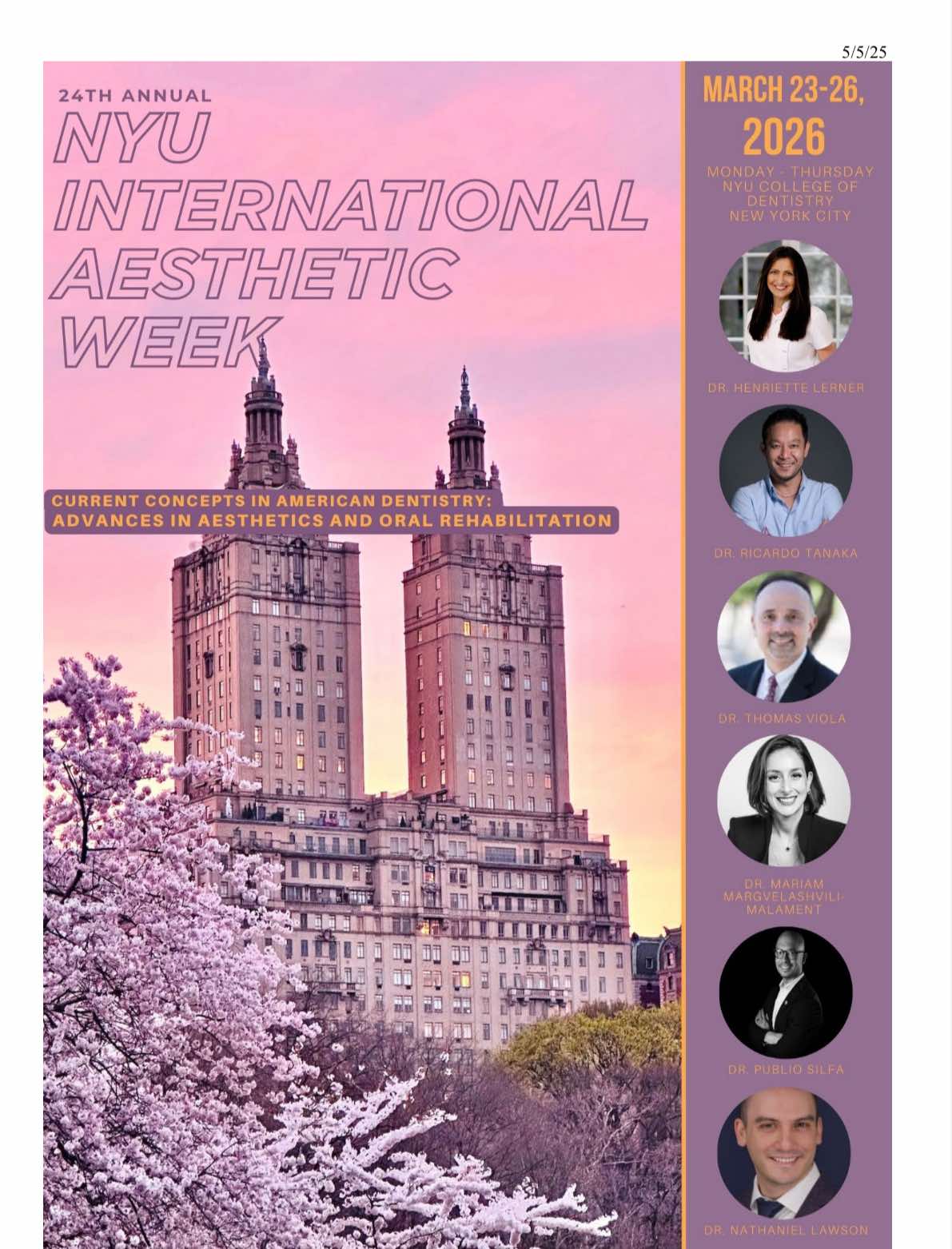24th Annual NYU International Aesthetic Week (March 23-26, 2026 ...